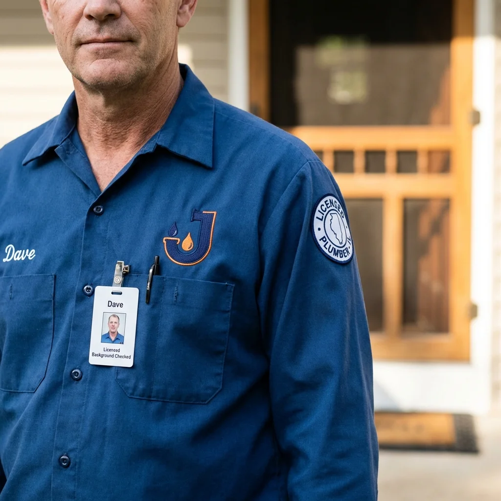 Licensed plumber showing ID badge in Sylva, NC