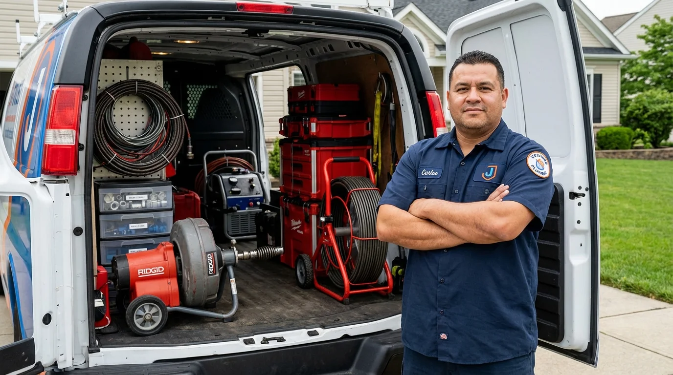 Professional drain cleaning equipment and Johns Plumbing LLC plumber in Sylva