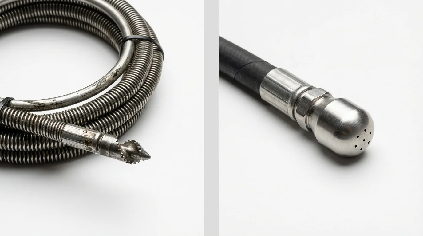 Drain snake cable and hydro jetting nozzle used for drain cleaning in Sylva, NC