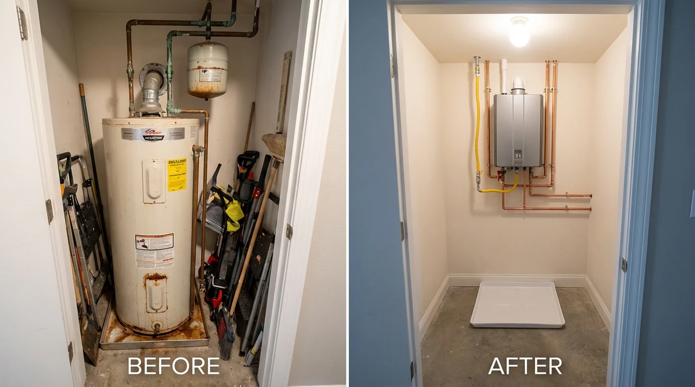 Tank water heater versus wall-mounted tankless unit comparison for Sylva, NC homeowners