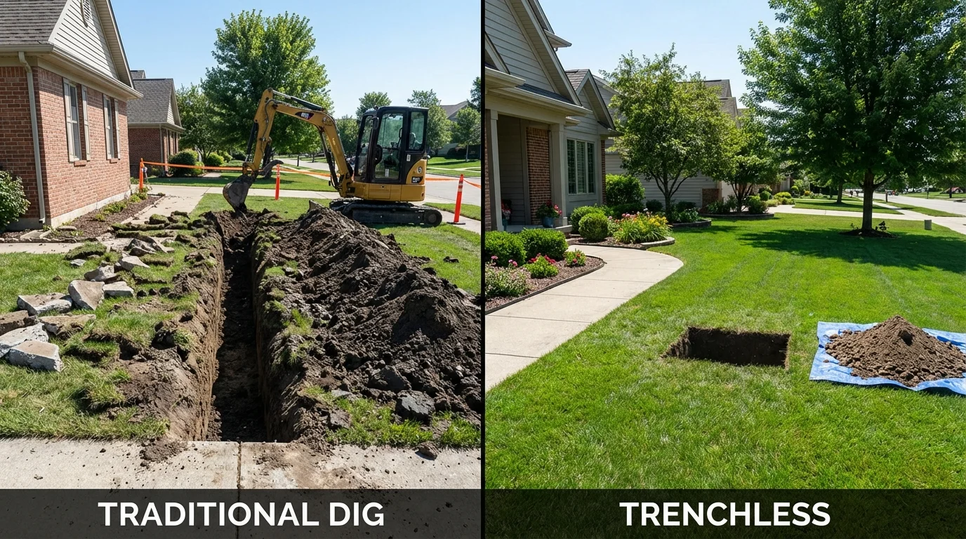 Trenchless sewer repair with minimal yard damage versus traditional excavation in Sylva, NC